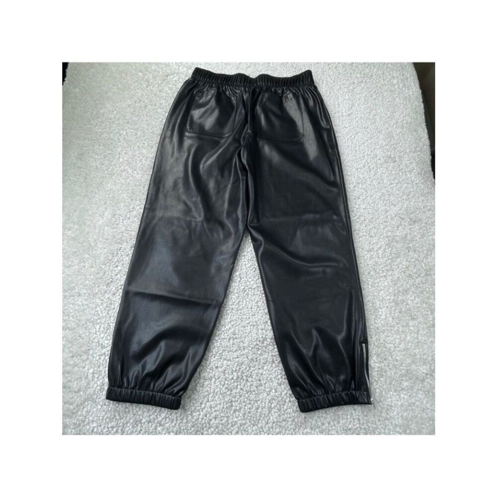 Anthropologie Avec Les Filles Faux Leather Ankle Zip Jogger Black Womens Large - Picture 3 of 10